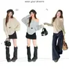 Nuevo Top de Punto de Hombro Descubierto para Mujer Otoño Invierno Manga Murciélago Estilo Coreano Hermoso Diseño Suéter Holgado