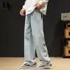 Marca Americana Tendência Jeans Masculino Primavera e Outono Finos Lavados High Street Calça Reta Rasgada Casual Perna Larga Longa Masculino