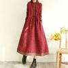 Vestido Vintage Artístico de Renda Algodão e Linho Feminino 2023 Primavera e Outono Tamanho Grande Solto Emagrecimento Cintura Amarrada Vestido Longo