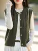 Nova Coleção Outono/Inverno 2026: Cardigan Colete de Tricô Liso Sem Mangas Feminino com Detalhe Vazado, Perfeito para Camadas