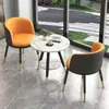 Cadeira de Negociação para Recepção Conjunto de Mesa Redonda Combinação Mesa e Cadeiras de Luxo Leve para Varanda Conjunto de Três Peças Uma Mesa Duas Cadeiras Criativo Lazer Simples