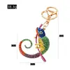 Colgante Llavero Lagarto de Diamantes de Color Degradado, Accesorio de Bolso Único y Moderno, Cadena para Llavero al por Mayor