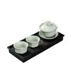 Juego de té Kung Fu para uso doméstico con un gaiwan y dos tazas, juego de té de cerámica simple para invitados, tazas de té y bandeja para té seco