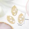 Brincos pingente geométricos simples vazados com diamante, banhados a cobre estilo coreano, ouro 14k real, material para acessórios de joias DIY