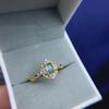 Anel Topázio Azul Liso Natural Prata 925 Banhado a Ouro Cor Ouro 18k Joia de Cor Simples para Mulheres