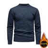 Suéter grueso con forro polar para otoño e invierno, cálido, de punto, para hombre, con cuello redondo, base superior