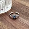 Anillo Abierto Azul Marino de Zirconia Dulce y Lujoso Super Brillante Estilo Ins Nicho de Gama Alta Apilable Anillo Tesoro Multicolor para Mujeres