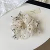 Laço de Fita de Bolinhas Preto e Branco de Verão Prendedor de Cabelo Menina Doce e Energética Scrunchie Corda para Rabo de Cavalo Acessório de Cabelo