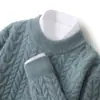 Camisa de Base Masculina de Malha Dupla com Gola Redonda para Outono e Inverno, Tamanho Grande, Business, Suéter Torcido Solto Espessado, Suéter de Lã Novo