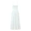 Vestido Longo de Cintura com Alça Branca Pura para Férias na Praia Feminino Francês de Alta Qualidade Elegante com Borda de Renda e Cadarço