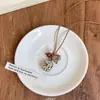 Colar de Corda Trançada com Pérolas para Mulheres, Corrente para Clavícula Estilo Chinês Novo Retrô com Pedra Olho de Tigre, Acessório Longo para Pendurar no Pescoço com Manchas
