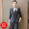 Terno slim fit, uniforme de trabalho para recepção de hotel, uniforme de trabalho para departamento de vendas e joalheria, terno feminino de moda azul