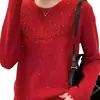 Suéter Delgado de Punto Fino con Cuello Redondo para Mujer de Invierno 2026 Nuevo Estilo Súper Hermoso Holgado Sensación de Alta Gama Tejido Base Hueco