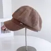 Gorra Octogonal de Espiga Retro Británica para Mujer Otoño Invierno Nueva Elegante Versátil Gorra Plana Protección contra el Frío Cálida Gorra de Periodista