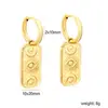 Pendientes Rectangulares con Colgante Ojo del Diablo de Diseño de Nicho Europeo y Americano Pendientes de Acero Inoxidable de Moda Individualistas Adornos para Orejas