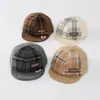 Gorra a cuadros de pico de pato para bebé de 3-12 meses, gorra de béisbol elegante de pana para otoño e invierno, gorra ajustable para bebé