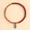 Pulsera de madera de durazno con nudo de bambú y calabaza para la riqueza, grabada con flores de ciruelo y cinabrio, un amuleto de la suerte para hombres y mujeres en su año zodiacal, trayendo éxito y progreso continuo