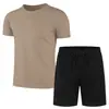 Personalizable - Conjunto de Verano para Hombre de Malla con Mangas Cortas Camiseta + Shorts Deportivos, Color Sólido, Casual y Versátil