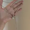 Cadena Hueso de Serpiente Perla de Saturno Cadena para Clavícula Niñas Tirar Cadena Ajustable Diseño de Nicho Accesorios de Alta Gama Estilo Masculino
