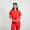 Bata Quirúrgica Elástica en Cuatro Direcciones Uniforme de Enfermera de Hospital Set Ropa de Trabajo para Salón de Belleza Traje de Uniforme de Dos Piezas con Cuello en V Personal Médico