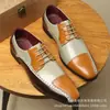 Zapatos de Cuero Transpirables Versátiles para Jóvenes Tallas Grandes Transfronterizos Bloques de Color Tallado Personalidad de Negocios Patchwork Casual Formal Zapatos de Cuero