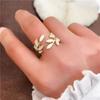 Moda estilo coreano Viento envuelto Hojas de árbol Anillo abierto para mujer Moda personalidad Super inmortal Estilo Hong Kong Anillo para dedo de comida