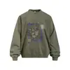 Moletom com Capuz Estampa Flor Frita Letras Graffiti Americano Retrô Solto Casual Gola Redonda Suéter Primavera e Outono Estilo de Rua
