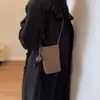 Pingente Versátil e Artístico de Bola Redonda Pequena, Bolsa Transversal para Celular Super Popular, Mini Bolsa Fofa de Couro Macio para Mulheres