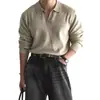 Popular Transfronteiriça Tamanho Europeu Grande Camisa Polo Gola Tricô Masculina Decote V Negócios Alto Padrão Atacado de Fábrica