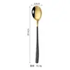 Acero inoxidable 304 estilo coreano cuchara cuchara de postre Tenedor café mango largo cuchara para mezclar vajilla occidental creativa se puede imprimir logo
