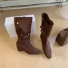 Botas Largas Estilo Coreano Temperamento Punta Cuadrada Aumentadoras de Altura Delgadas para Mujer 2026 Tendencia Otoño Nuevo Estilo Hebilla de Cinturón Botas de Moda