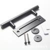 Manija para Puerta de Granero Jiugu Estilo Americano Acero al Carbono Negro Manija para Puerta Corrediza Accesorios de Ferretería para Puerta de Madera Manija para Puerta de Empujar-Jalar