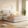 Cama matrimonial de lujo ligero estilo italiano, moderna y simple, cama grande tapizada para dormitorio principal del hogar, cama de bodas, duradera para dormitorios de tamaño pequeño