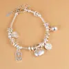 Pulsera de Plata S925 Rey Ciervo Dorado DIY Hecho a Mano Amuleto de Paz Auspicioso Pequeño Gordo Fortuna Placa de Bloqueo de Plata Pulsera para Mujer