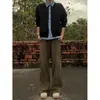 Pantalones cargo retro de estilo americano en color marrón con diseño de guadaña para hombre, diseño de primavera con corte tridimensional, pantalones casuales de longitud completa