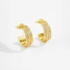 Pendientes Populares Transfronterizos Completamente Incrustados en Diamante con Forma de C, Pendientes Clásicos de Hip-Hop Europeos y Americanos para Hombres y Mujeres, Pendientes de Aro Personalizados Universales para Mujeres
