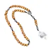 En Stock Collar de Bolas de Madera Natural de 10 mm con Colgante Marrón en Forma de T, Cadena de Bolas, Tejido Hecho a Mano, Joyería Transfronteriza al por Mayor