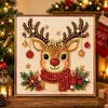 Kit de Pintura de Perlas Navideñas 5D DIY Papá Noel Renos con Borde Impreso Pintura de Diamantes Decoración Casera Hecha a Mano