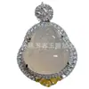 Colgante de Buda de Calcedonia Blanco Hielo Incrustado Plateado de Alta Calidad, Colgante Incrustado de Buda Maitreya de Ágata Natural para Mujer