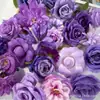 Flores artificiales de tono morado, abanico de novia, linterna de festival, pasador DIY, birrete de graduación, kit de materiales para tocado