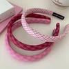 Faixa de cabeça xadrez rosa feminina estilo coreano, alta pressão craniana, xampu para cabelo, joias para sair, todos os acessórios de cabeça fofos e doces