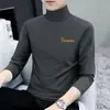 Camiseta de manga larga para hombre con cuello alto, camiseta interior elástica para hombre, primavera y otoño, casual, algodón, camiseta para hombre, top, moda, venta al por mayor