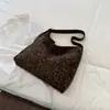 Bolsa de Ombro Casual em Camurça Estampada de Leopardo 2026 Nova Bolsa Vintage de Nicho para Axila Bolsa Tote Relaxada de Grande Capacidade