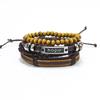 Traje de pulsera Hot Punk transfronterizo Joyería de mano de PU para hombre Pulsera de cuero tejida retro hip-hop europea y americana DIY