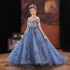 Vestido de Princesa para Niñas Vestido de Alta Gama Vestido de Anfitrión con Cola Agresiva Vestido para Espectáculo de Año Nuevo Infantil Femenino