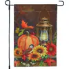 Bandera de Jardín de Acción de Gracias Transfronteriza Lino Cosecha de Otoño Estilo Pequeña para Camping al Aire Libre Decoración de Fiesta en el Patio Bandera Pequeña Colorida