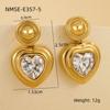 Aretes de amor de circonita incrustada retro francesa transfronterizos europeos y americanos, diseño simple de nicho, aretes de acero inoxidable de venta directa