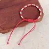 Pulseira Ajustável de Bambu Tecida à Mão Preta e Vermelha Simples Feminina Estilo Guofeng Retro Bênção Ascendente Corda de Mão Masculina e Feminina