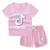 2023 Verão Infantil Gola Redonda Camiseta Calças Quentes Coreano Casual Base Camisa Suor-absorvente Doce Conjunto de Camiseta Infantil