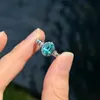 Anel Formato de Ovo de Pombo com Design Único e Elegante, Design de Nicho Gentil e Fashion, Sensação de Alto Padrão, Cor Azul Fresco